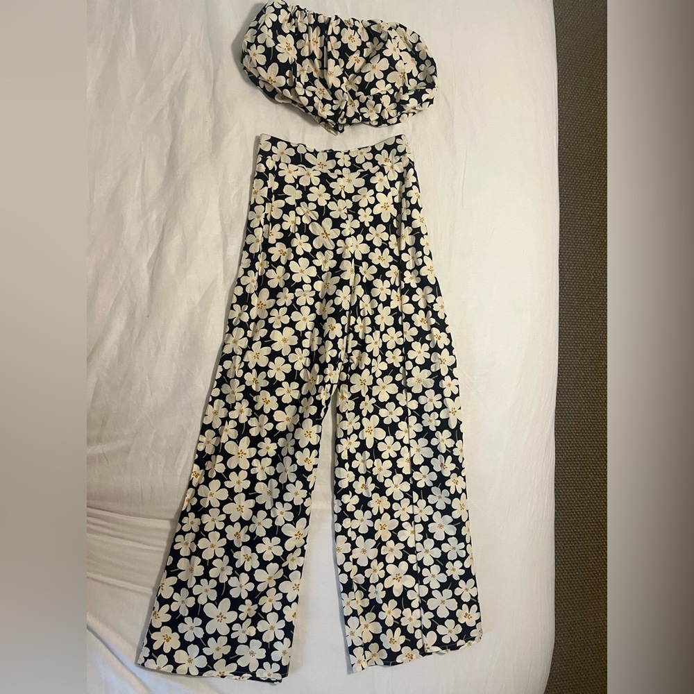 By Together Black and White Wide Leg Pants